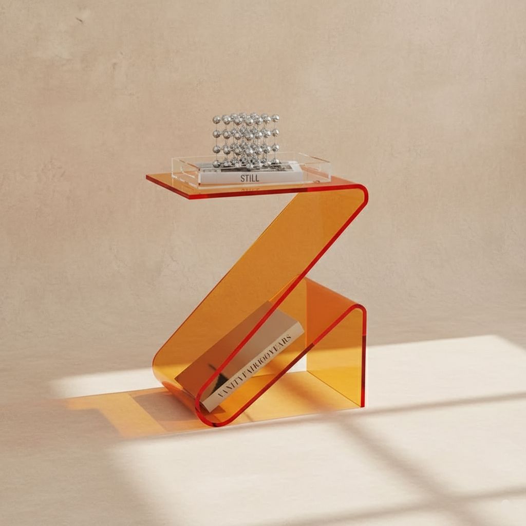 Z-Shaped Acrylic Side Table